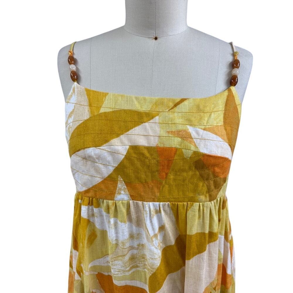 1.STATE Yellow Orange Abstract Maxi Dress L – Boho Resort Sunset Style - Picture 2 of 6